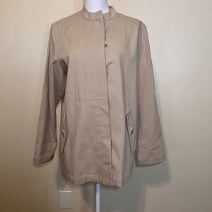 Marina Rinaldi Basic Jacket Hidden Buttons Classic Neutral Size 12 Made in Italy